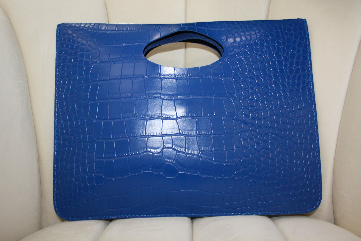 BBTM PU Ariana croc. Envelope date night clutch royal blue