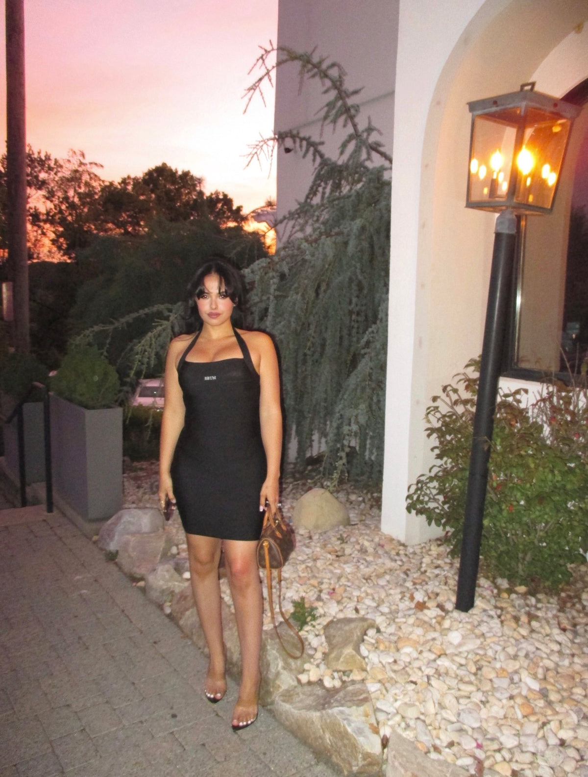 BBTM logo bandage halter dress black