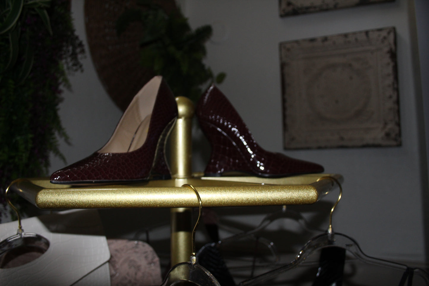 BBTM vegan leather croc. Ultra form wedge heel.
