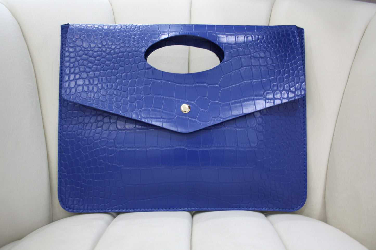 BBTM PU Ariana croc. Envelope date night clutch royal blue