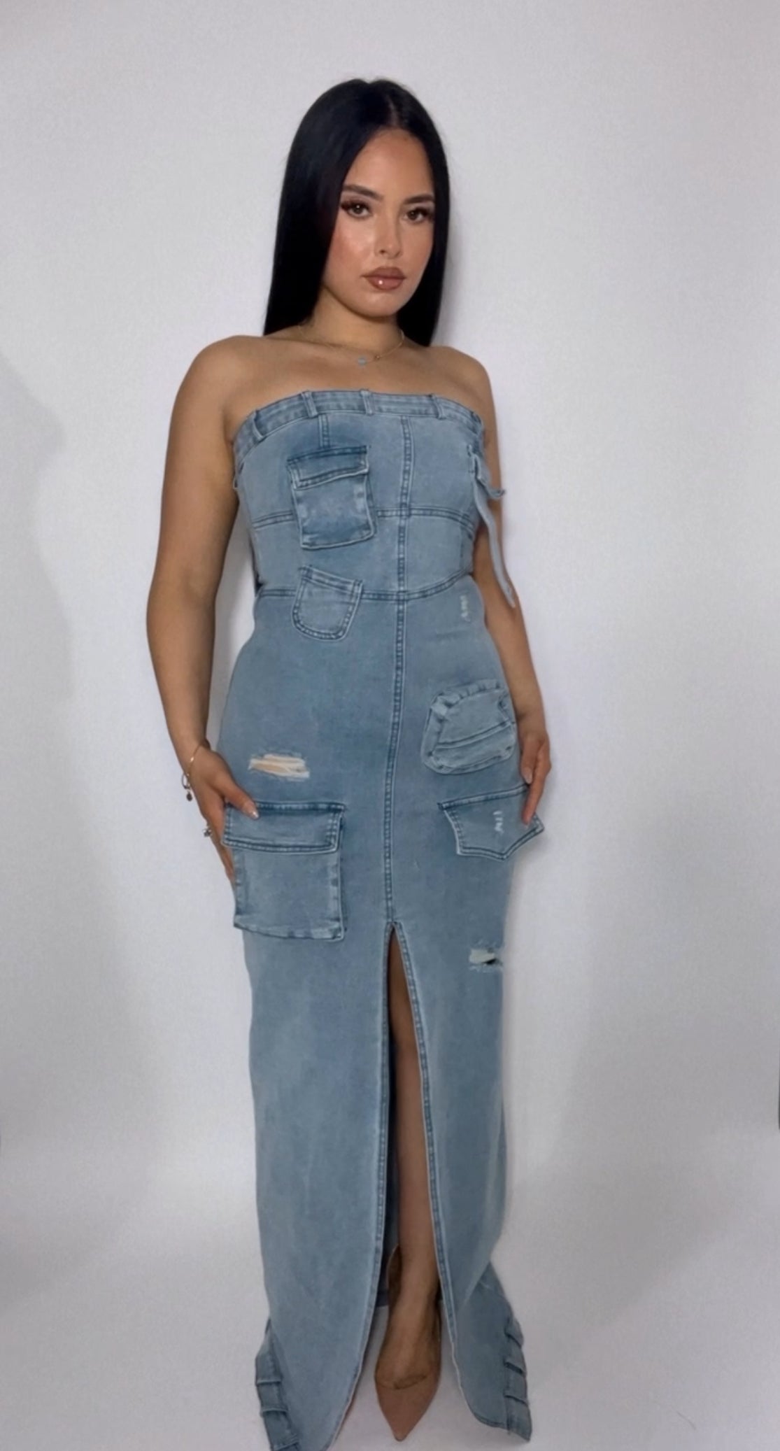 GODDESS DENIM DRESS