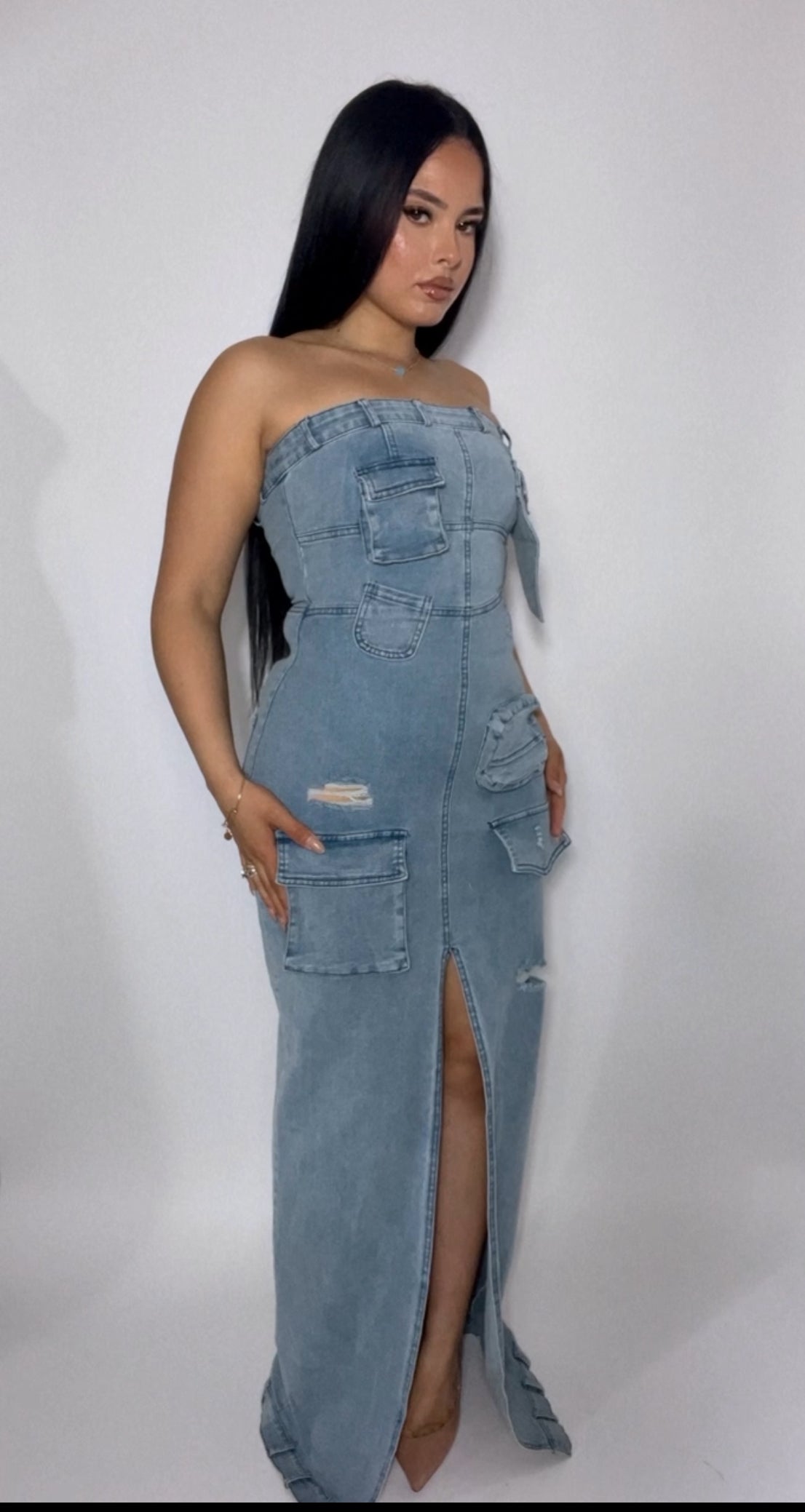 GODDESS DENIM DRESS