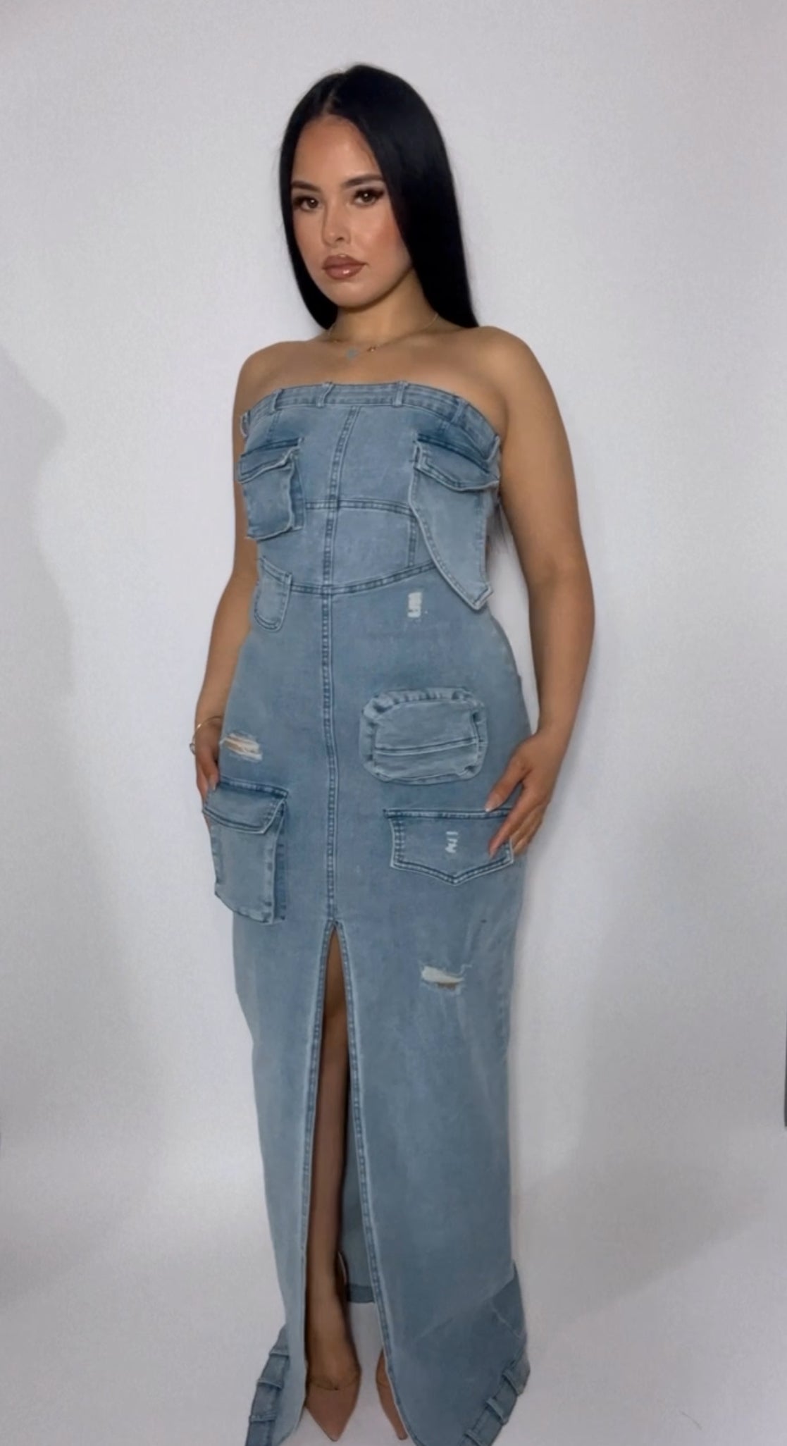 GODDESS DENIM DRESS