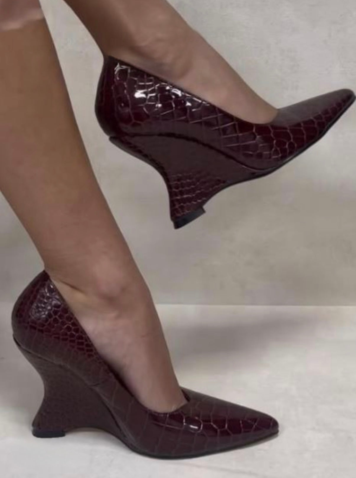 BBTM vegan leather croc. Ultra form wedge heel.