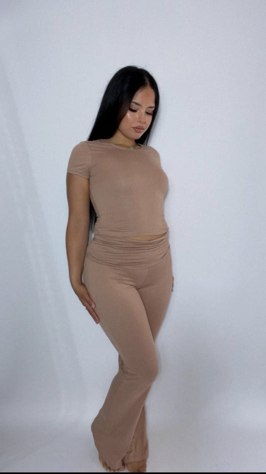 BBTM LOUNGEWEAR TAUPE/NUDE TOP