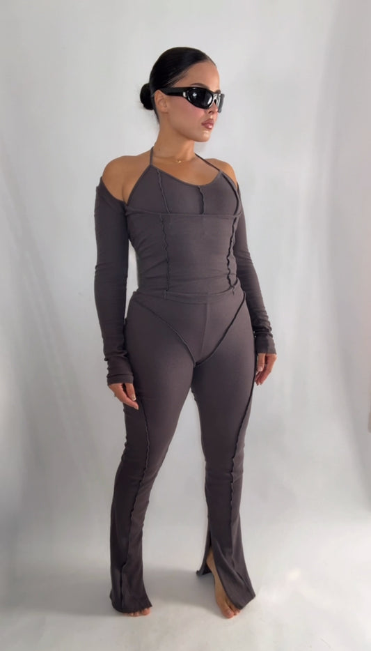 BBTM CHIC RIBBED GREY BOTTOMS