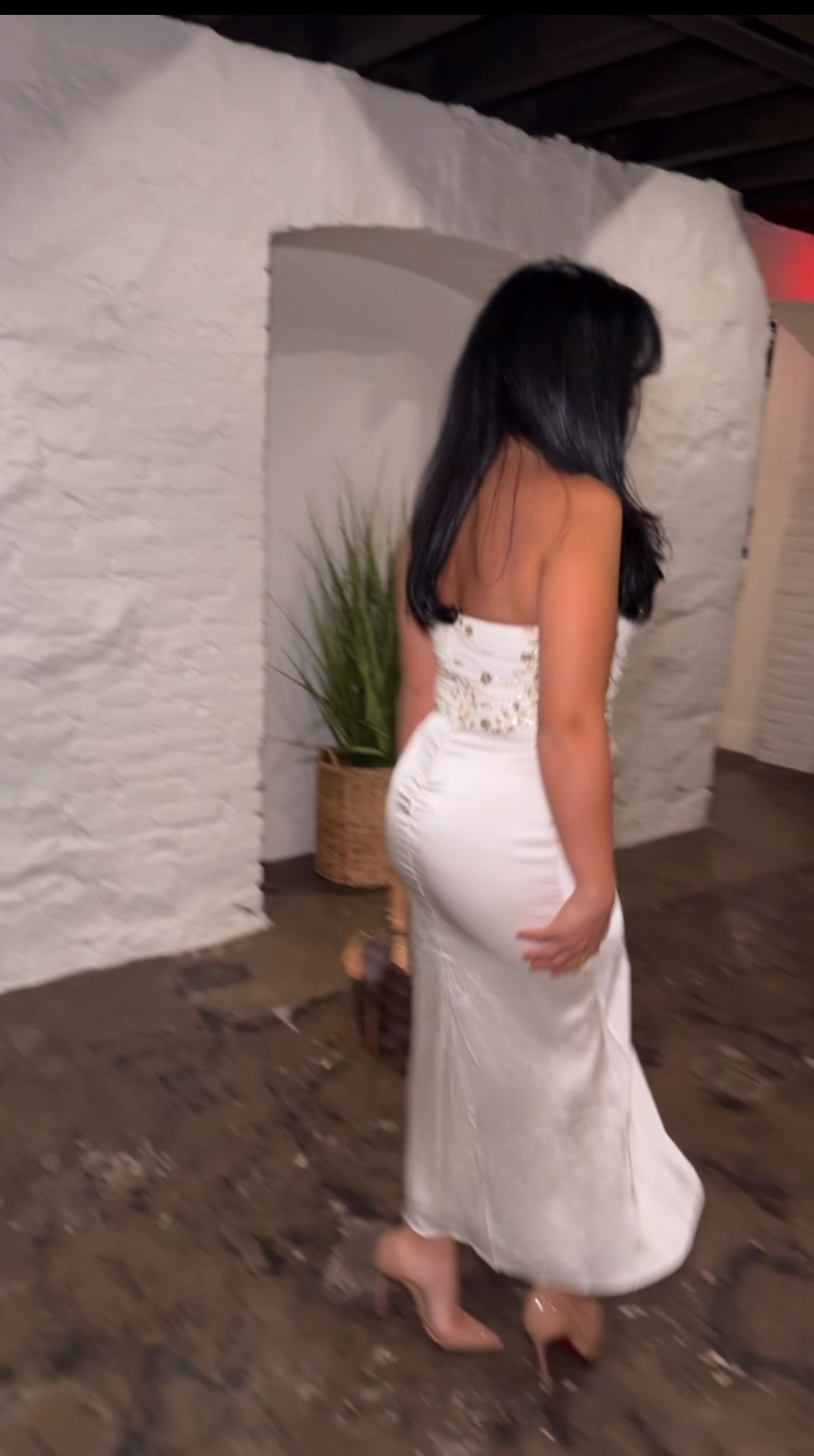 BBTM HOLIDAY WHITE/gold satin dress