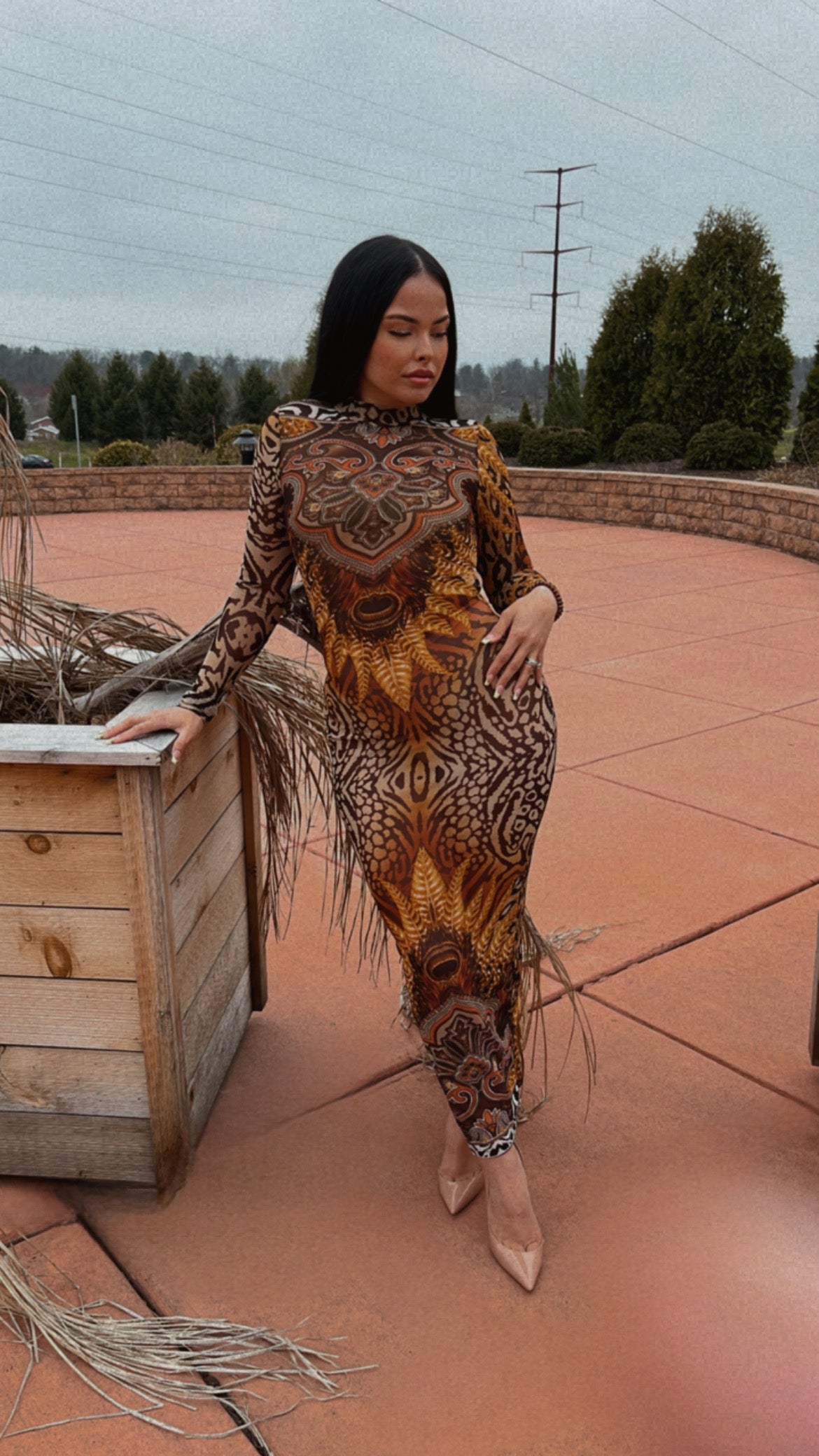 “THE UNCAGED LIONESS” mesh open back tie dress