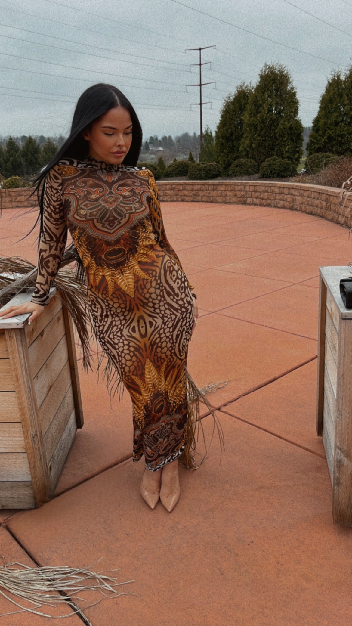 “THE UNCAGED LIONESS” mesh open back tie dress